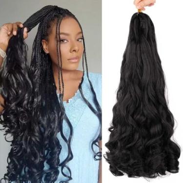 Imagem de Cabelo trançado French Curl 61 cm pacote com 8 pacotes de cabelo trançado solto ondulado saltitante pré-esticado para mulheres negras (2#, 61 cm (pacote com 8))