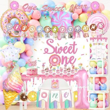 Imagem de Conjunto de decorações de festa Sweet One 1st Birthday Girl Donut - Fa