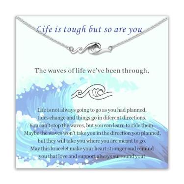 Imagem de Huanggang Presentes inspiradores para mulheres, pulseira de onda para amigos, Life is Tough but so are You, pulseira de incentivo para ficar bem se sentir melhor, presentes espirituais, presentes