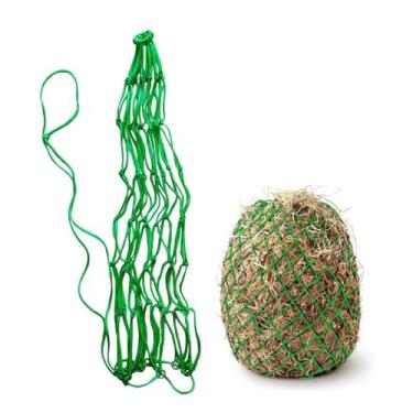 Imagem de ZR ZHENGRONG Alimentador de rede de feno de cavalo, 91 cm de comprimento, furos de 12 cm, bolsa de alimentação lenta para cavalos e cabras (VERDE01, 1 peça)