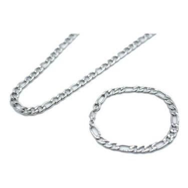 Imagem de Conjunto Corrente Pulseira Masculina 3x1 Aço Inox Ref 325 - Papillon S