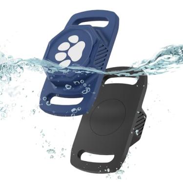 Imagem de Suporte para coleira de cachorro à prova d'água, pacote com 2 unidades, capa para coleira coberta de corpo inteiro, antiperda e leve, compatível com coleiras Apple AirTag, para cães e gatos, serve