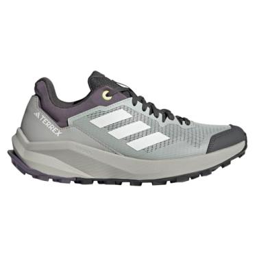 Imagem de adidas Tênis de corrida feminino Terrex Trailrider Trail – Tênis de caminhada, Wonder Silver/Crystal White/Dark Grey Heather Solid Grey, 8