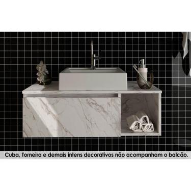 Imagem de Balcão p/ Banheiro Suspenso BN3601 1 Porta cor Mármore Branco - Tecno Mobili
