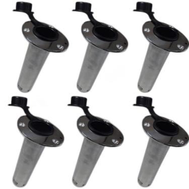 Imagem de Kit 6 Porta Caniço Inox Reto 90 Graus Reforçado