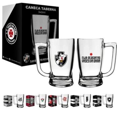 Imagem de Caneca Times Cerveja 340ml Vidro Chopp Flamengo Corinthians Santos Tab