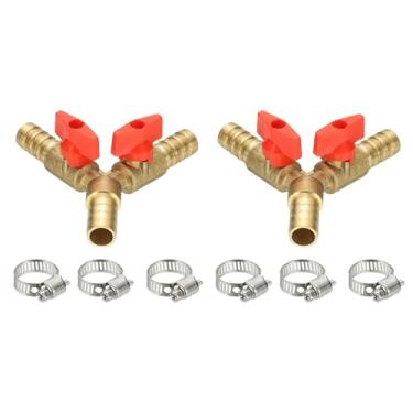 Imagem de PATIKIL Válvula esférica de desligamento de 3 vias, mangueira de jardim de 3 vias em forma de Y, 4/22.9 cm, mangueira de jardim, divisor de farpa, linha de pulverizador, peças de mangueira de