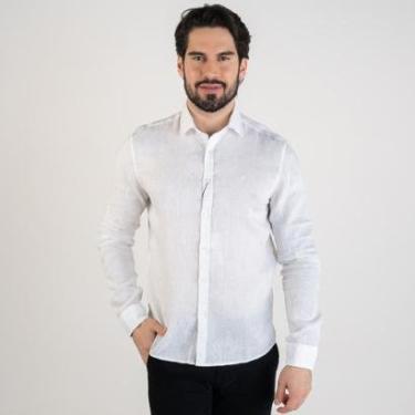 Imagem de Camisa Calvin Klein Linho Regular Cannes Branca-Masculino