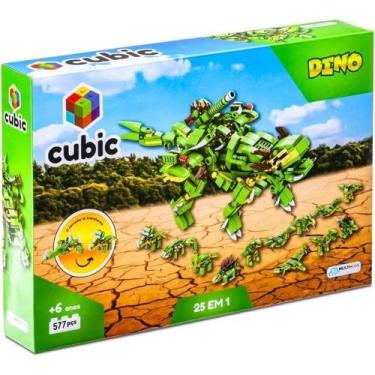Imagem de Blocos de Montar Cubic 25 em 1 Dinossauro 577 Peças Multikids