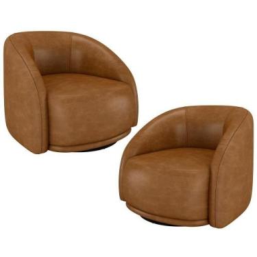 Imagem de Kit 02 Poltronas Decorativa Giratória Angelina M03 material sintético 