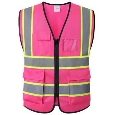 Imagem de Colete de segurança Ekkosafety EK175 rosa reflexivo com 5 bolsos