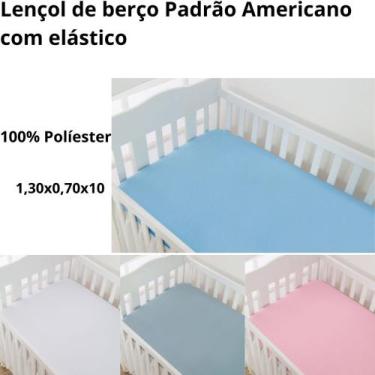 Imagem de Kit 2 Lençol para Berço padrão Americano com elástico 100% poliester -
