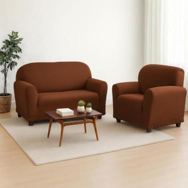 Imagem de Capa Sofá 2 e 3 Lugares Coladinha Malha Gel Grossa - Camaria, Marrom
