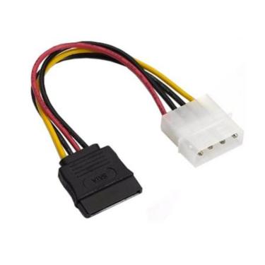 Imagem de Cabo de Força para HD Sata Unitário (1). Molex Sata Unitário. Conectores: 1 x Sata Força Fêmea + 1 x Molex IDE PSU Fonte