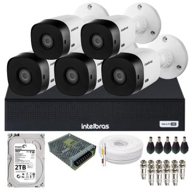 Imagem de Kit Cftv 5 Câmeras Alta qualidade Intelbras Full Hd 1220b Dvr Intelbras 08 Canais 1108-c  C/Hd