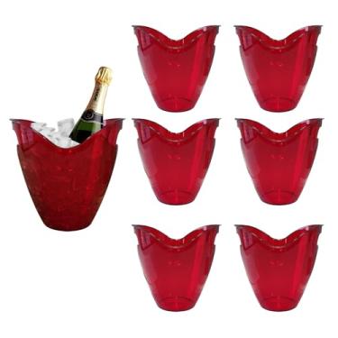 Imagem de Champanheira para Gelo 3,3l Kit 10pçs Acrílico Reforçado Premium (VERMELHO)