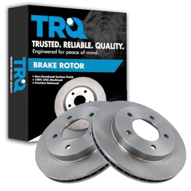 Imagem de TRQ Conjunto de par de rotores de freio a disco dianteiro para caminhão Ford F150 Heritage 2004 / Caminhão Ford F150 1997-2003/modelos com 5 rodas 4WD tração nas 4 rodas