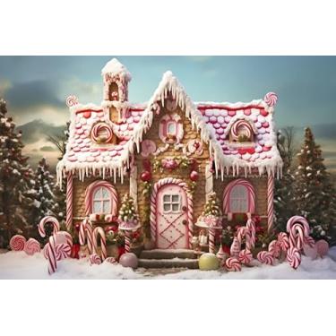 Imagem de ZJRBJB 3 x 2,4 m, decoração de Natal, pano de fundo, inverno, doces, conto, fadas, doces, candyland, árvore, fundo do País das Maravilhas, casa de neve, neve, neve, ano novo, banner, cabine