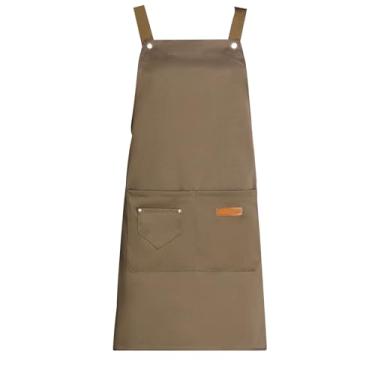 Imagem de Pilipane Avental de cozinha a óleo chef cozinhar avental de cozimento ajustável leve unissex para casa restaurante café fibra de poliéster 75 x 65 cm