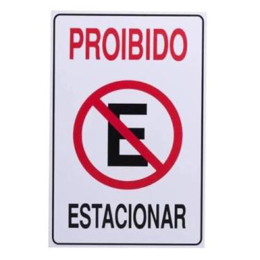 Imagem de Placa de Sinalização 30x20 cm “Proibido Estacionar” em Poliestireno Rígido – Resistente, Impermeável e Durável para Garagens, Portões, Estacionamentos e Condomínios
