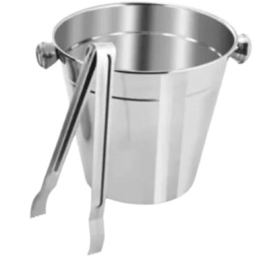 Imagem de Balde De Gelo Para Cerveja Champagne Inox Com Pegador Pinça Balde de Resfriamento para Festas, Churrascos e Eventos - Durável e Elegante