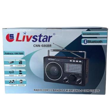 Imagem de Rádio Retro Livstar CNN686RU 11 Bandas AM FM SW Portátil Analógico USB