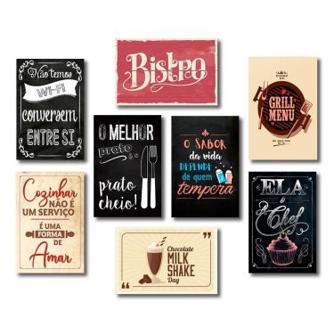 Imagem de Kit Placas Decorativas Cozinha Frases Retrô Mdf -8 Placas
