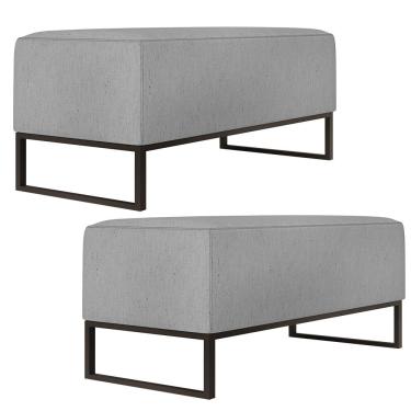 Imagem de Kit 02 Puffs Decorativo Para Sala de Estar Cléo W01 Base de Ferro 90 cm Linho Cinza - Lyam Decor