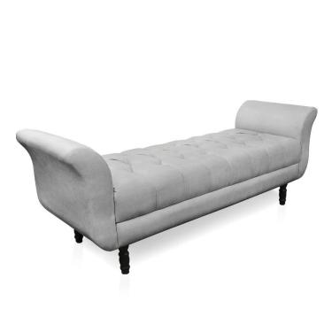 Imagem de Recamier Olinda Suede 160 Cm Pés Torneados Castanhos - D'rossi Cor Cinza