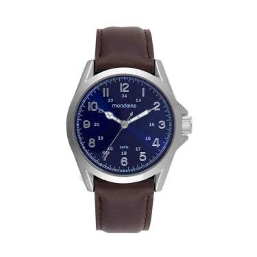 Imagem de Relógio Mondaine Clássico Prata/Marrom Masculino 99742G0Mvn