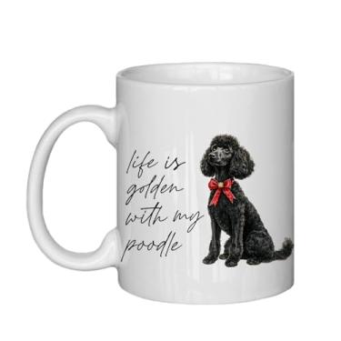 Imagem de Canecas de café fofas Goldendoodle para mulheres - Caneca de café poodle engraçada, Life is Golden with My Poodle, presentes pretos dourados para mulheres e homens, presentes de aquecimento de casa