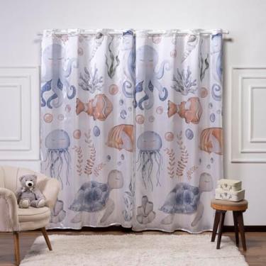 Imagem de Cortina Infantil 3,00x2,20 Estampada Tecido Cetim (Oceano)