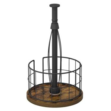 Imagem de YINMIT Suporte de toalha de papel, bancada, suporte de toalha de papel de fazenda com uma mão com base resistente, suporte de toalha de papel com mecanismo de catraca para cozinha, acessórios de