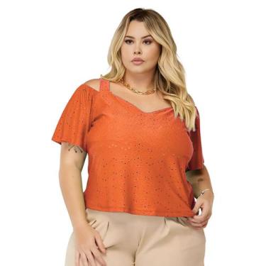 Imagem de Blusa Plus Size Feminina Alças Grossas Manga Curta Ciganinha Ombro Lai
