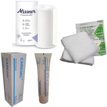 Imagem de Kit Curativos Machucados Lesão Pele 1 Gel + 1 Fita + 5 Gazes - Trol / 