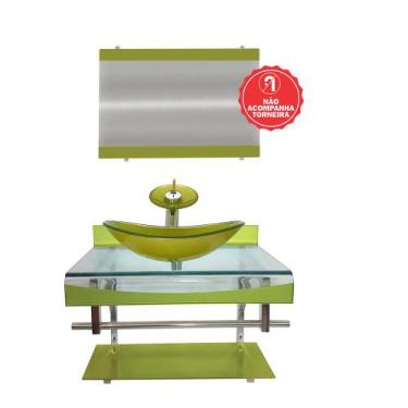 Imagem de Gabinete de Vidro 70cm para banheiro Holanda  - EKASA, Verde Oliva