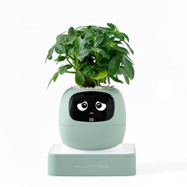 Imagem de Ivy AI Vaso de plantas inteligente com emoji robô de plantador inteligente para plantas de casa Tamagotchi Vaso de flores elegante Plantagotchi decoração de casa (menta)