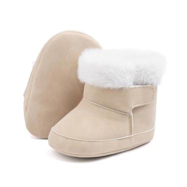 Imagem de Botas de inverno macias forradas com lã para bebês meninos e meninas, A4/Bege, 12-18 Months Toddler