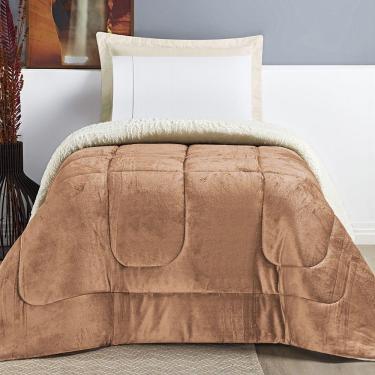 Imagem de Coberdrom Sherpa E Flannel Everest Solteiro Manta Alta 150g 01 Peça - Apricot