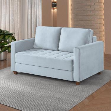 Imagem de Sofá Cama 2 Lugares 150 Casal Veludo Paris Cinza C/ Castanho