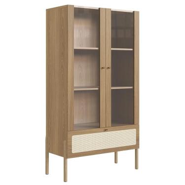 Imagem de Cristaleira 2 Portas De Vidro Pés Madeira Arlo A10 Hanover - Mpozenato