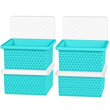 Imagem de Bandeja de silicone para freezer com tampa - moldes empilháveis para recipientes para congelador de sopa, bandejas de cubos de gelo para controle perfeito de porção, armazenamento de alimentos e