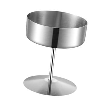 Imagem de Fenteer Tigela de sobremesa de aço inoxidável fácil de limpar, copo de iogurte elegante com base redonda, copo de sorvete para restaurante e bar, Prata, 200ml