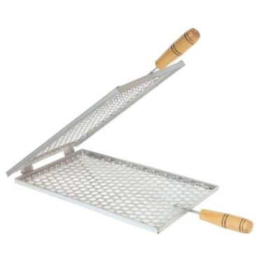 Imagem de Grelha Dupla De Assar Peixes e Linguiças Cabo Único - Suporte Gpf