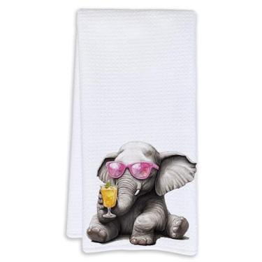 Imagem de Cabana Bro Toalhas de cozinha engraçadas de elefante, presentes de elefante para mulheres, toalhas de chá para cozinha, bar, decoração de carrinho, presentes para amantes de coquetéis, toalha de bar