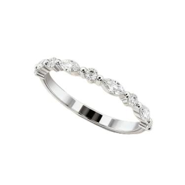 Imagem de 1 peça de anel de zircônio redondo de olho de cavalo de 2 mm banhado a prata branca para mulheres uso diário namoro melhor presente de aniversário joias finas presentes, Silver-8, Prata, Zircônia