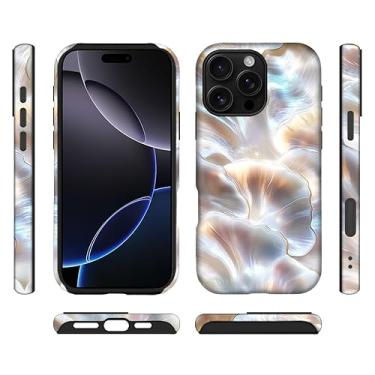 Imagem de ilikediy Capa híbrida para iPhone 16 Pro, 2 camadas, rígida, silicone, padrão de proteção - Conchas do oceano