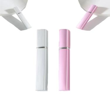 Imagem de Pacote com 2 frascos atomizador de perfume recarregável de 12 ml, spray portátil de viagem, mini spray de perfume à prova de vazamento, atomizador de fragrância de viagem de névoa fina, prata + rosa