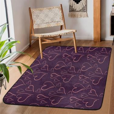 Imagem de Tapete de área para sala de estar, lavável à máquina, roxo, antiderrapante, tapete macio, para sala de estar, quarto, sala de jantar, berçário, cozinha, decoração de casa