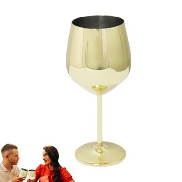 Imagem de Taças de vinho com haste, taça de vinho em aço inoxidável,Copos de haste alta para - Copos com bom brilho para restaurante, festa, bar e família